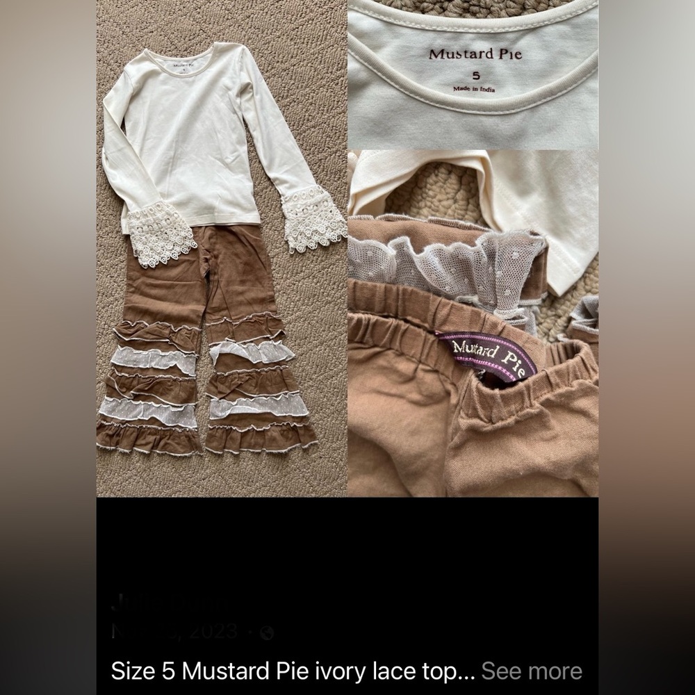 MUSTARD PIE! All items purchased new;only worn by my daughters.